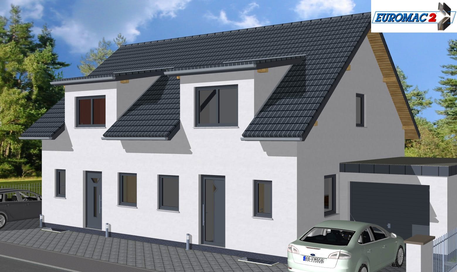 Massivhaus Trend 110 SG von EUROMAC 2 S.A.S. Bausatzhaus ab 29670€, Satteldach-Klassiker Außenansicht 2