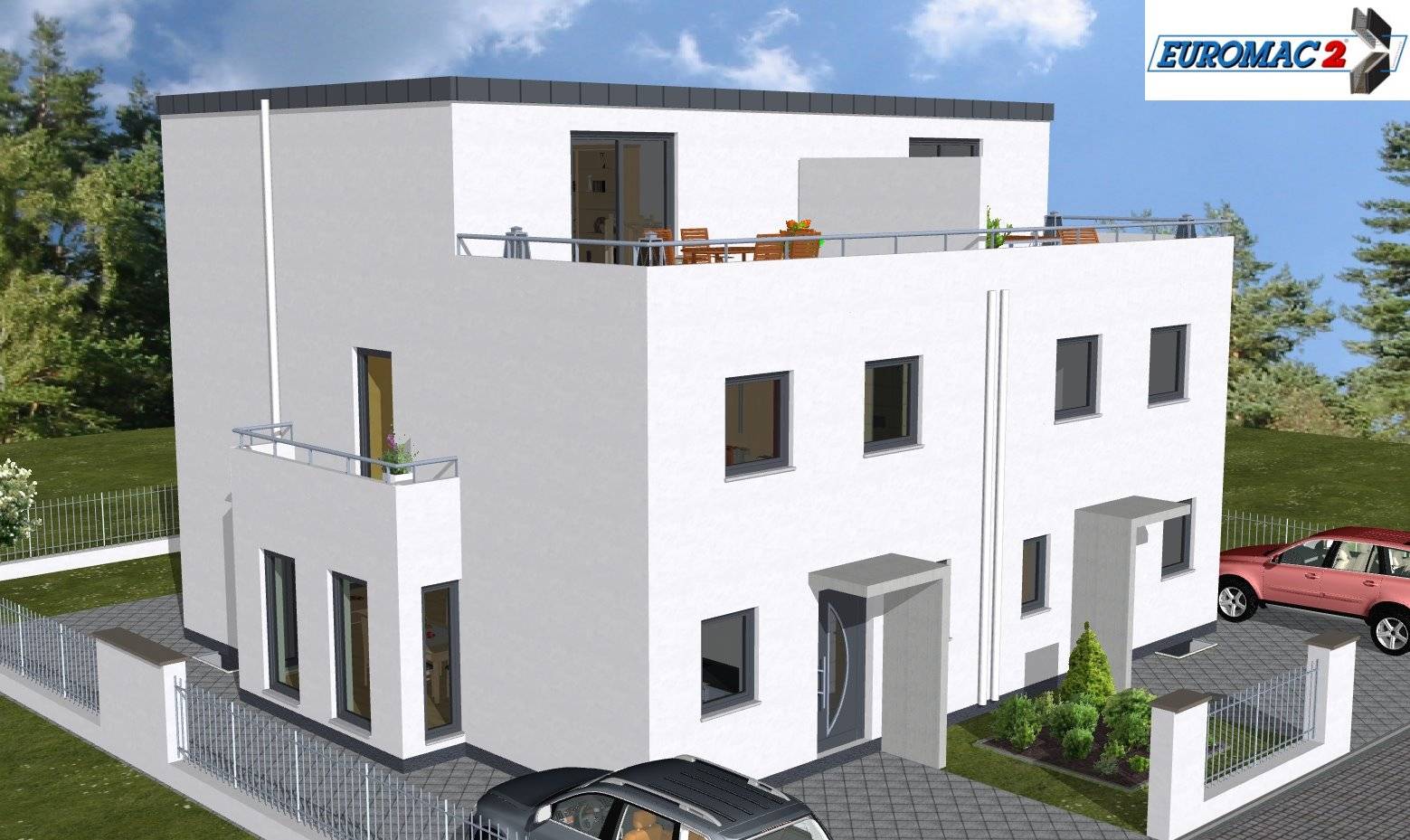 Massivhaus Trend 160 FD von EUROMAC 2 Bausatzhaus ab 44819€, Cubushaus Außenansicht 1