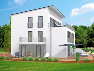 Massivhaus Trend 175 von F.C. Nüdling Fertigteiltechnik Schlüsselfertig ab 332550€, Pultdachhaus Außenansicht 2