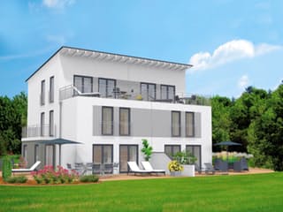 Massivhaus Trend 175 von F.C. Nüdling Fertigteiltechnik Schlüsselfertig ab 332550€, Pultdachhaus Außenansicht 3