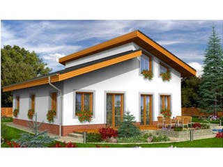 Massivhaus Trend 270 von CMF Creativ Massiv Flexibel HAUSBAU Schlüsselfertig ab 232500€, Pultdachhaus Außenansicht 1