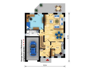 Massivhaus Trend 270 von CMF Creativ Massiv Flexibel HAUSBAU Schlüsselfertig ab 232500€, Pultdachhaus Grundriss 1