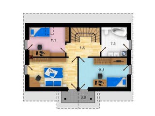 Massivhaus Trend 270 von CMF Creativ Massiv Flexibel HAUSBAU Schlüsselfertig ab 232500€, Pultdachhaus Grundriss 2