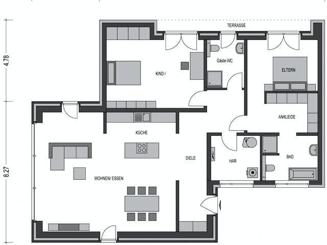 Massivhaus Trend 4000.2 von Deutsche Bauwelten Schlüsselfertig ab 482027€, Bungalow Grundriss 1