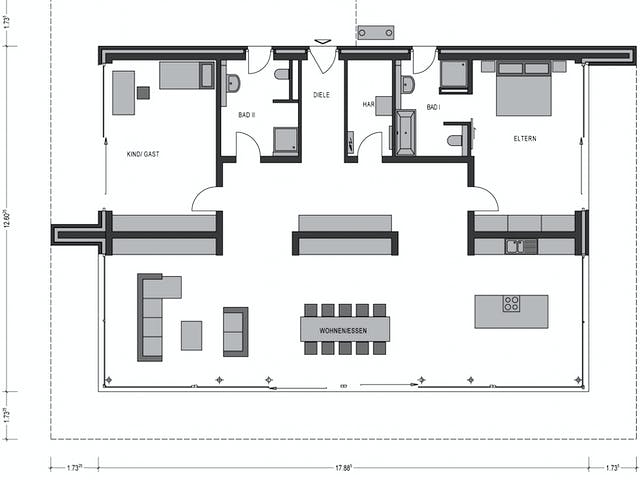 Massivhaus Trend 5000.2 von Deutsche Bauwelten Schlüsselfertig ab 1028700€, Bungalow Grundriss 1