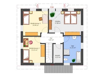 Fertighaus Trendline 137 von Suckfüll Energiesparhaus Schlüsselfertig ab 189580€, Satteldach-Klassiker Grundriss 1
