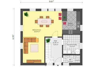 Fertighaus Trendline 137 von Suckfüll Energiesparhaus Schlüsselfertig ab 189580€, Satteldach-Klassiker Grundriss 2