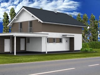 Fertighaus Trendline 160 von Suckfüll Energiesparhaus Schlüsselfertig ab 219880€, Satteldach-Klassiker Außenansicht 2