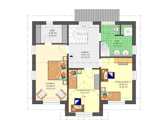 Fertighaus Trendline 161 von Suckfüll Energiesparhaus Schlüsselfertig ab 207750€, Satteldach-Klassiker Grundriss 1