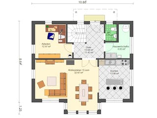 Fertighaus Trendline 161 von Suckfüll Energiesparhaus Schlüsselfertig ab 207750€, Satteldach-Klassiker Grundriss 2