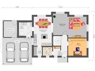 Fertighaus Trendline 170 von Suckfüll Energiesparhaus Schlüsselfertig ab 234190€, Satteldach-Klassiker Grundriss 1