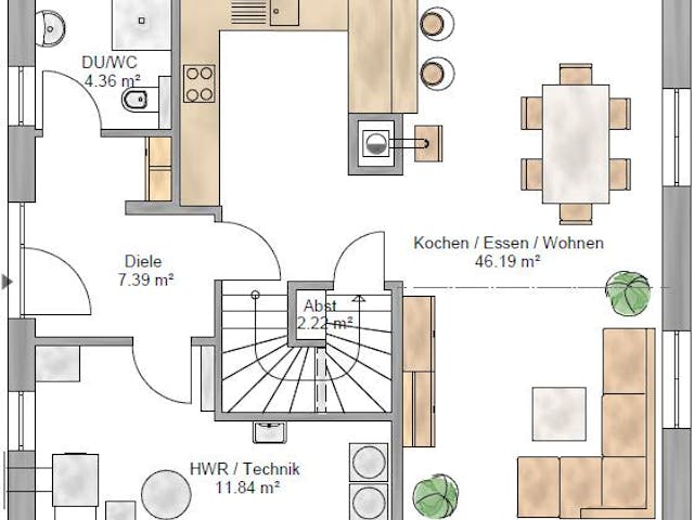 Fertighaus Trendline 140 von Suckfüll Energiesparhaus Schlüsselfertig ab 402975€, Satteldach-Klassiker Grundriss 1