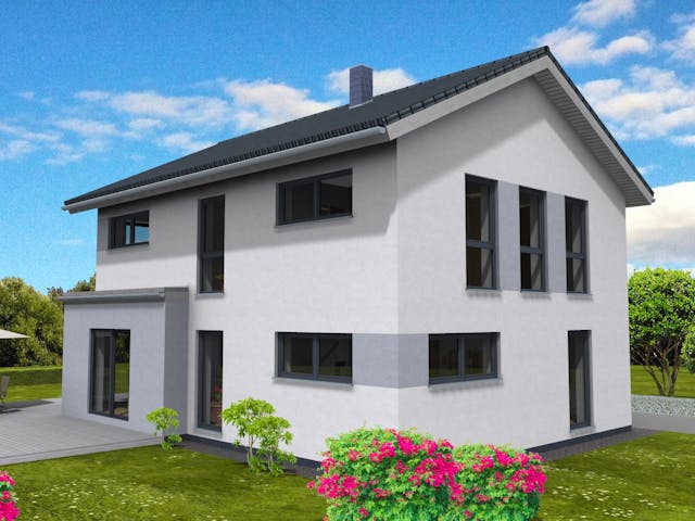 Fertighaus Trendline 154 von Suckfüll Energiesparhaus Schlüsselfertig ab 430931€, Satteldach-Klassiker Außenansicht 1