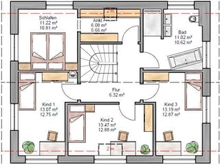 Fertighaus Trendline 155 von Suckfüll Energiesparhaus Schlüsselfertig ab 422606€, Satteldach-Klassiker Grundriss 2