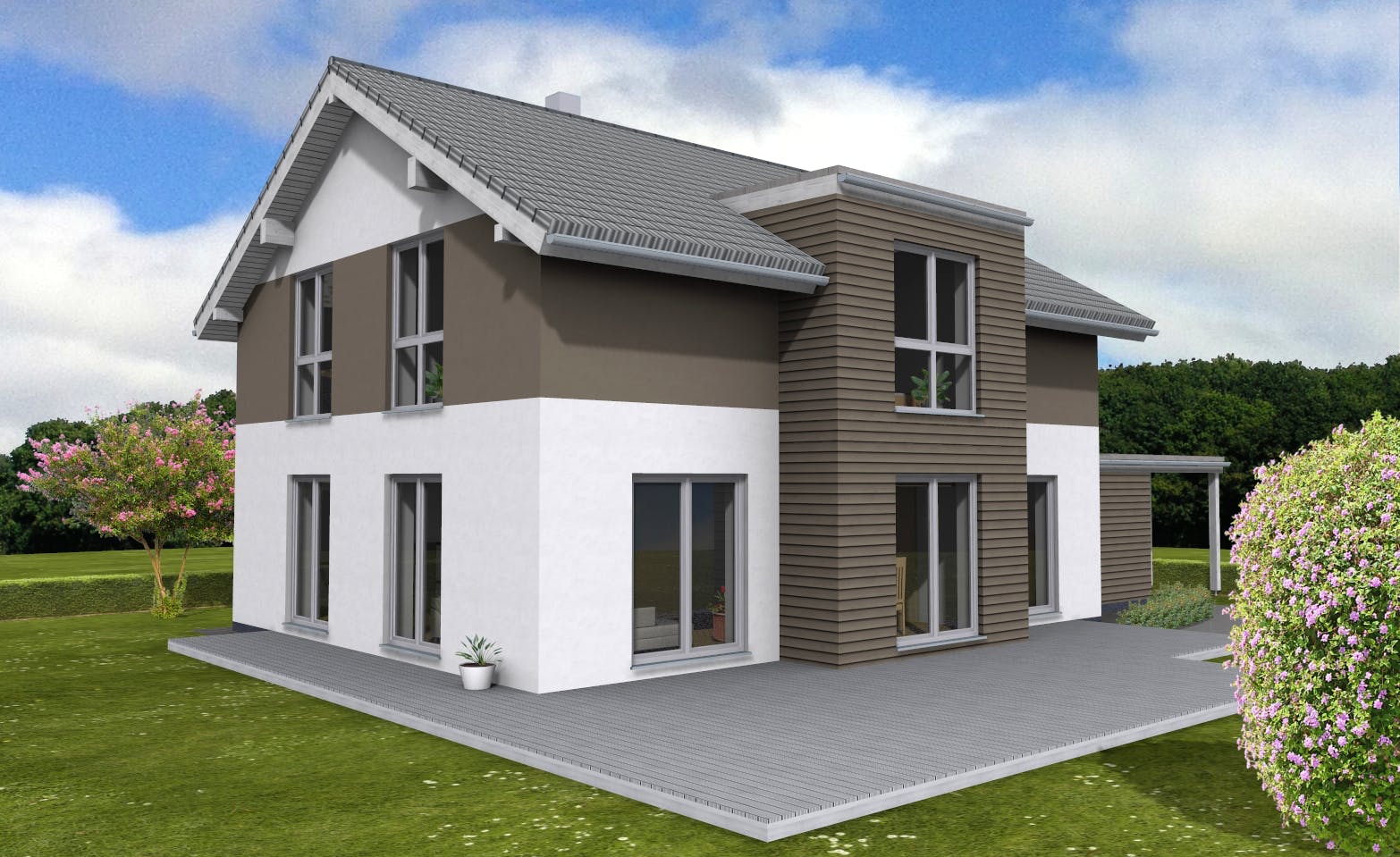 Fertighaus Trendline 165 - inkl. Technikanbau von Suckfüll Energiesparhaus Schlüsselfertig ab 402290€, Außenansicht 1