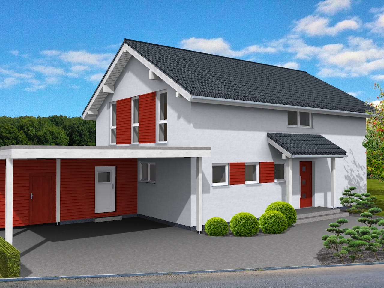 Fertighaus Trendline 176 - inkl. Technikanbau von Suckfüll Energiesparhaus Schlüsselfertig ab 494269€, Außenansicht 1