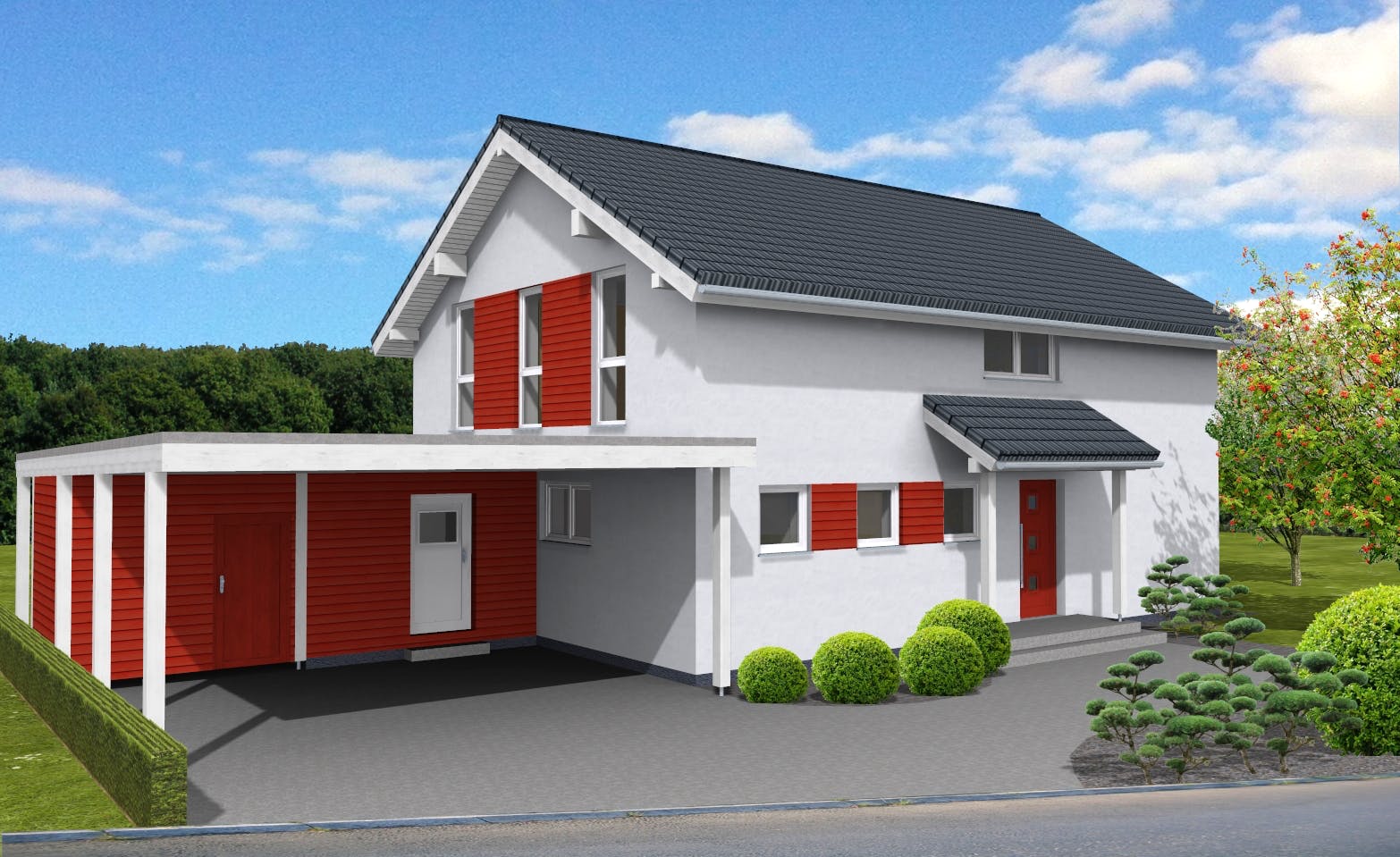 Fertighaus Trendline 176 - inkl. Technikanbau von Suckfüll Energiesparhaus Schlüsselfertig ab 426840€, Außenansicht 1