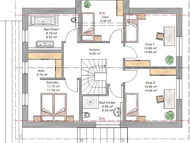 Fertighaus Trendline 176 - inkl. Technikanbau von Suckfüll Energiesparhaus Schlüsselfertig ab 494269€, Grundriss 2