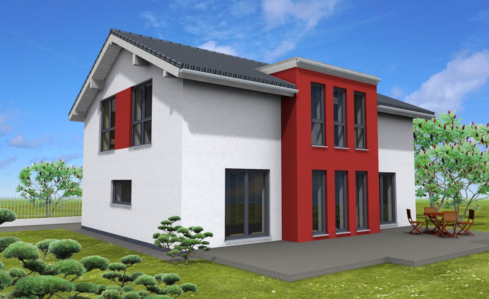 Fertighaus Trendline 180 von Suckfüll Energiesparhaus Schlüsselfertig ab 430140€, Satteldach-Klassiker Außenansicht 1