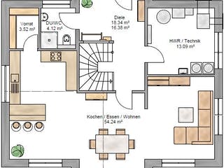 Fertighaus Trendline 180 von Suckfüll Energiesparhaus Schlüsselfertig ab 497981€, Satteldach-Klassiker Grundriss 1