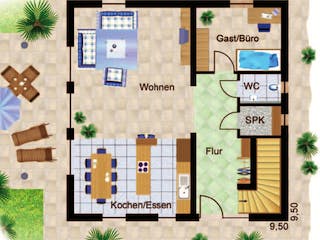 Massivhaus Trentino von VARIANT-HAUS Bausatzhaus ab 44933€, Stadtvilla Grundriss 1