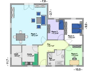 Fertighaus Tuva von Hagemann Haus Schlüsselfertig ab 164800€, Bungalow Grundriss 1