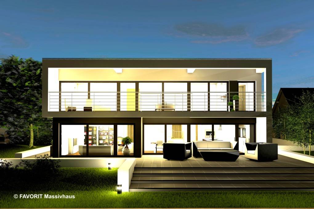 Massivhaus Twentyfive 220 von Favorit Massivhaus Schlüsselfertig ab 610730€, Cubushaus Außenansicht 1