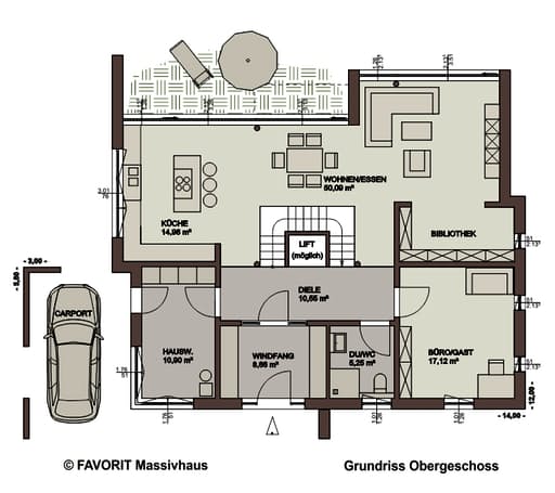 Massivhaus Twentyfive 220 von Favorit Massivhaus Schlüsselfertig ab 574680€, Cubushaus Grundriss 1