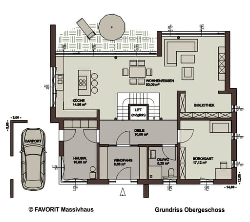 Massivhaus Twentyfive 220 von Favorit Massivhaus Schlüsselfertig ab 552570€, Cubushaus Grundriss 1
