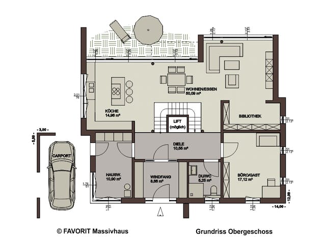 Massivhaus Twentyfive 220 von FAVORIT Massivhaus Schlüsselfertig ab 587240€, Cubushaus Grundriss 1