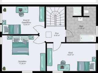 Fertighaus Twin 1 von STREIF Haus, Satteldach-Klassiker Grundriss 2