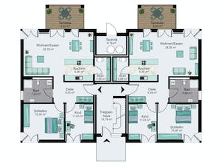 Fertighaus Twin 2 von STREIF Haus, Stadtvilla Grundriss 1