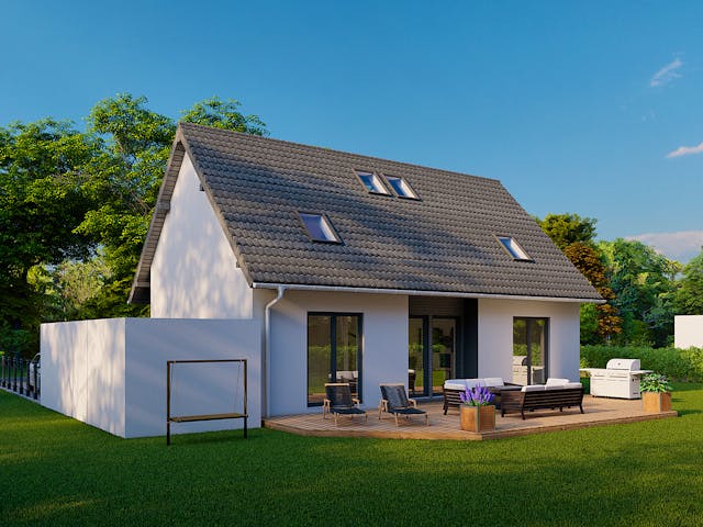 Fertighaus Dimension 90 von Ü-Haus, Satteldach-Klassiker Außenansicht 1