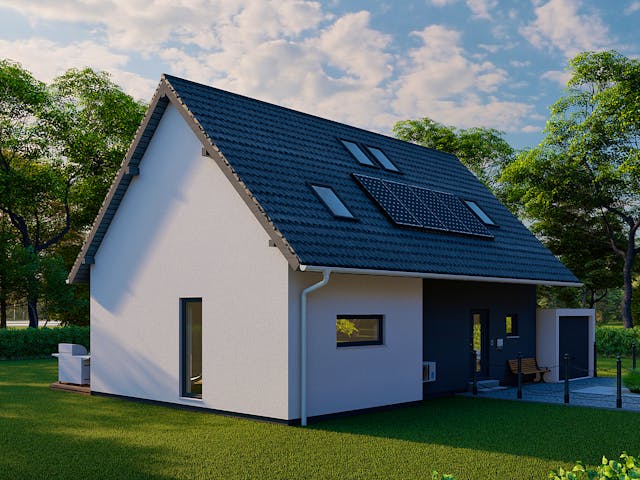 Fertighaus Dimension 90 von Ü-Haus, Satteldach-Klassiker Außenansicht 3