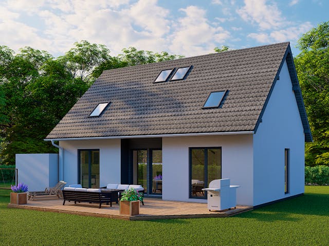 Fertighaus Dimension 90 von Ü-Haus, Satteldach-Klassiker Außenansicht 4