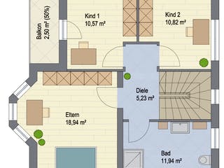 Massivhaus Ulmenstraße 122 von ARGISOL-Bausysteme Bausatzhaus ab 41500€, Satteldach-Klassiker Grundriss 1