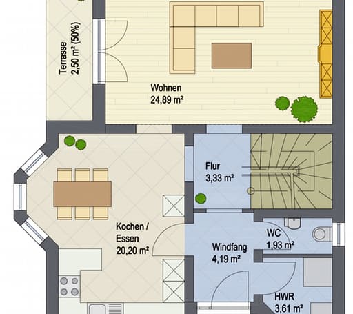 Massivhaus Ulmenstraße 122 (inactive) von ARGISOL-Bausysteme Bausatzhaus ab 41500€, Satteldach-Klassiker Grundriss 2