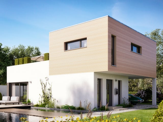 Fertighaus Uno 101 von Büdenbender Hausbau, Cubushaus Außenansicht 1