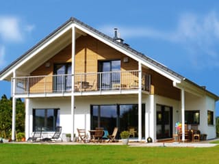 Fertighaus "unser haus" nr.5 von wir leben haus Schlüsselfertig ab 425880€, Satteldach-Klassiker Außenansicht 1