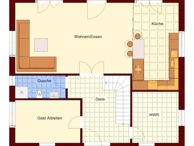 Massivhaus Einfamilienhaus Usedom 167 von NEWE-Massivhaus Schlüsselfertig ab 260620€, Stadtvilla Grundriss 1