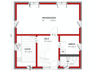 Massivhaus BK Bau-Konzept V100 (inacitve) von BK Bau-Konzept Schlüsselfertig ab 169900€, Stadtvilla Grundriss 1