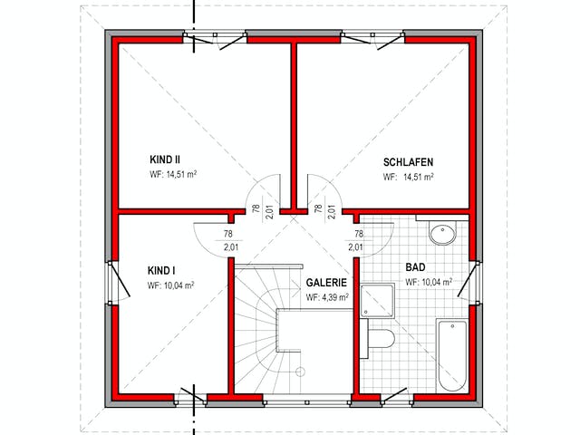 Massivhaus BK Bau-Konzept V100 (inacitve) von BK Bau-Konzept Schlüsselfertig ab 169900€, Stadtvilla Grundriss 2