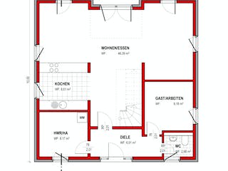 Massivhaus BK Bau-Konzept V220 (inacitve) von BK Bau-Konzept Schlüsselfertig ab 227900€, Stadtvilla Grundriss 1