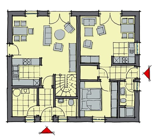 Fertighaus Valencia von GUSSEK HAUS Schlüsselfertig ab 381000€, Satteldach-Klassiker Grundriss 1