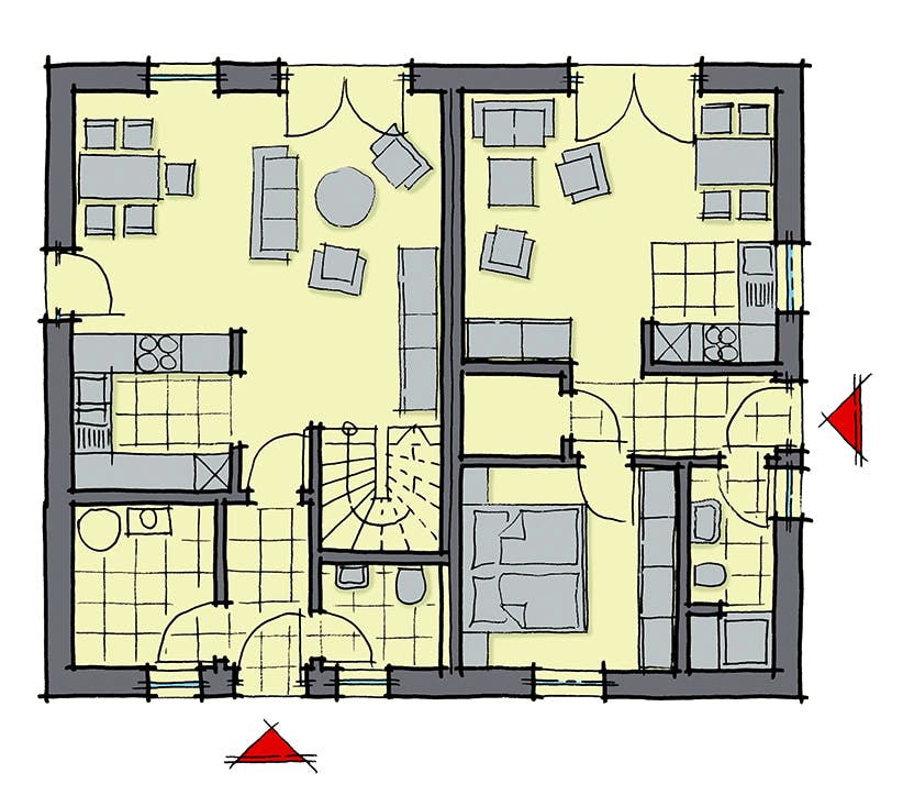 Fertighaus Valencia von GUSSEK HAUS Schlüsselfertig ab 442900€, Satteldach-Klassiker Grundriss 1