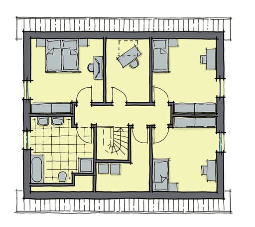 Fertighaus Valencia von GUSSEK HAUS Schlüsselfertig ab 381000€, Satteldach-Klassiker Grundriss 2