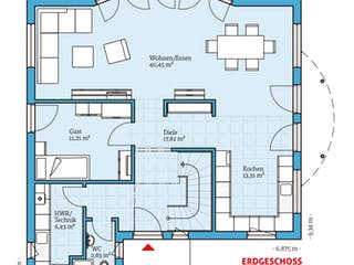 Fertighaus Variant 170 von Hanse Haus Schlüsselfertig ab 304603€, Satteldach-Klassiker Grundriss 1