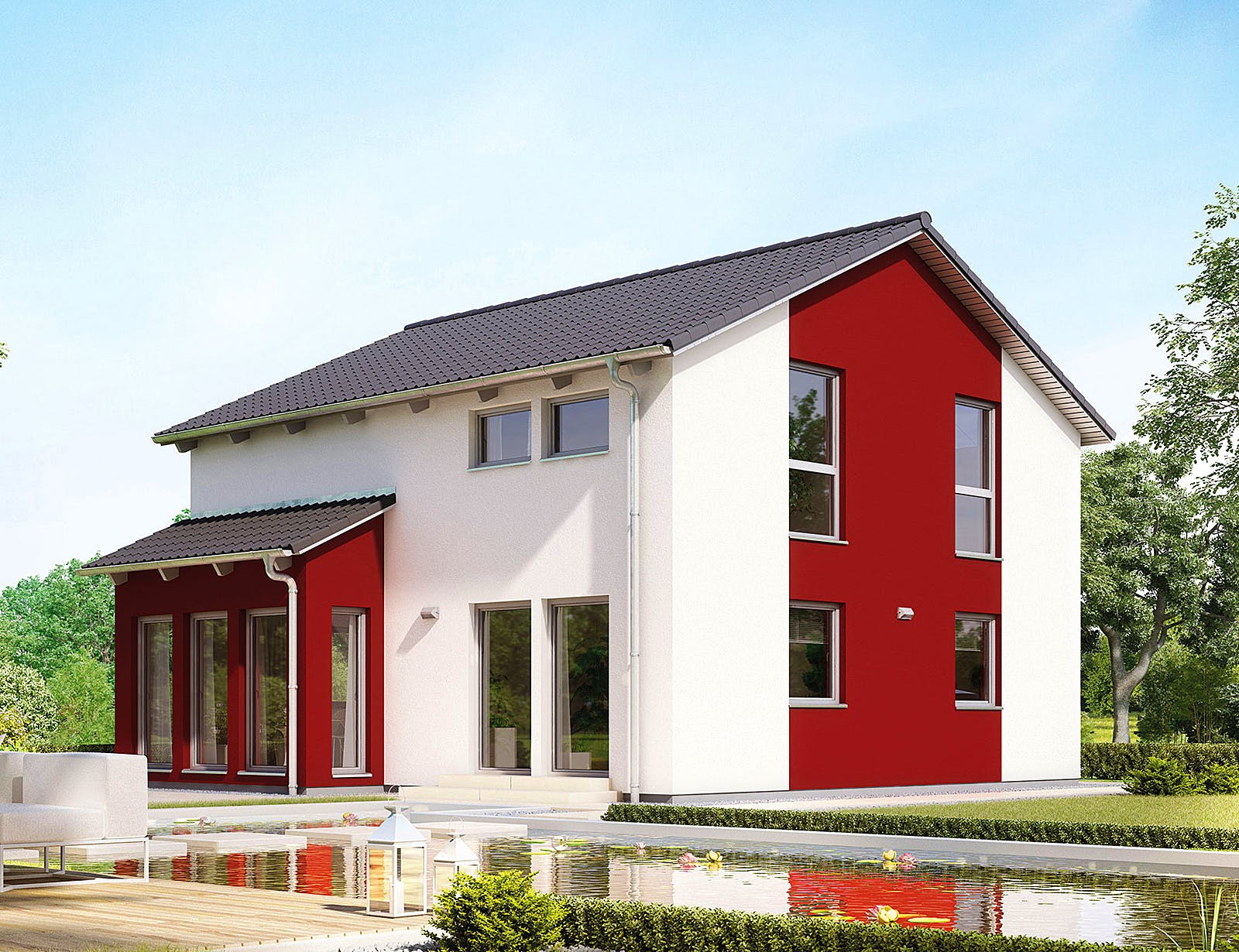Fertighaus Variant 25-135 von Hanse Haus Schlüsselfertig ab 347290€, Satteldach-Klassiker Außenansicht 1