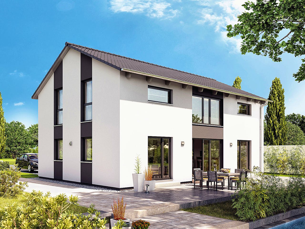 Fertighaus Variant 25-183 von Hanse Haus Schlüsselfertig ab 453022€, Satteldach-Klassiker Außenansicht 1