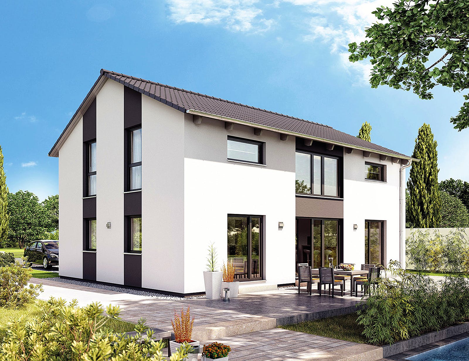 Fertighaus Variant 25-183 von Hanse Haus Schlüsselfertig ab 408908€, Satteldach-Klassiker Außenansicht 1